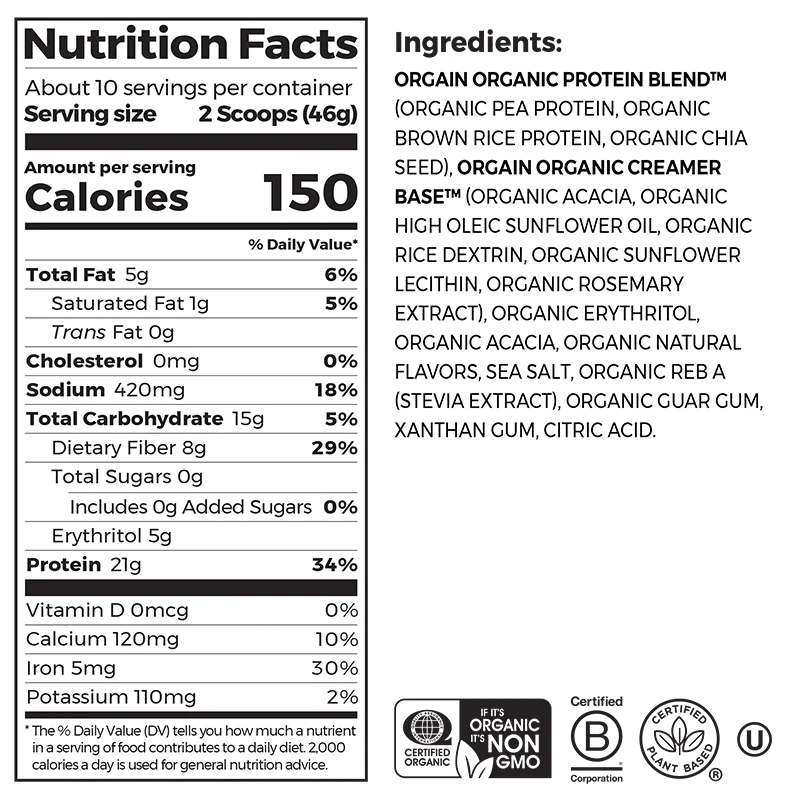 Orgain Fruity Cereal Protein Ingredients